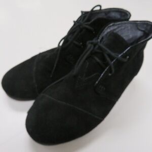 TOMS Desert Wedge Heel Ankle Boots Booties Black‎ 5